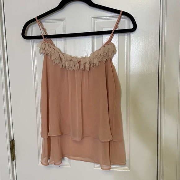 LC Lauren Conrad Tops - Pink Ruffled Sleeveless Camisole with Tiered Design